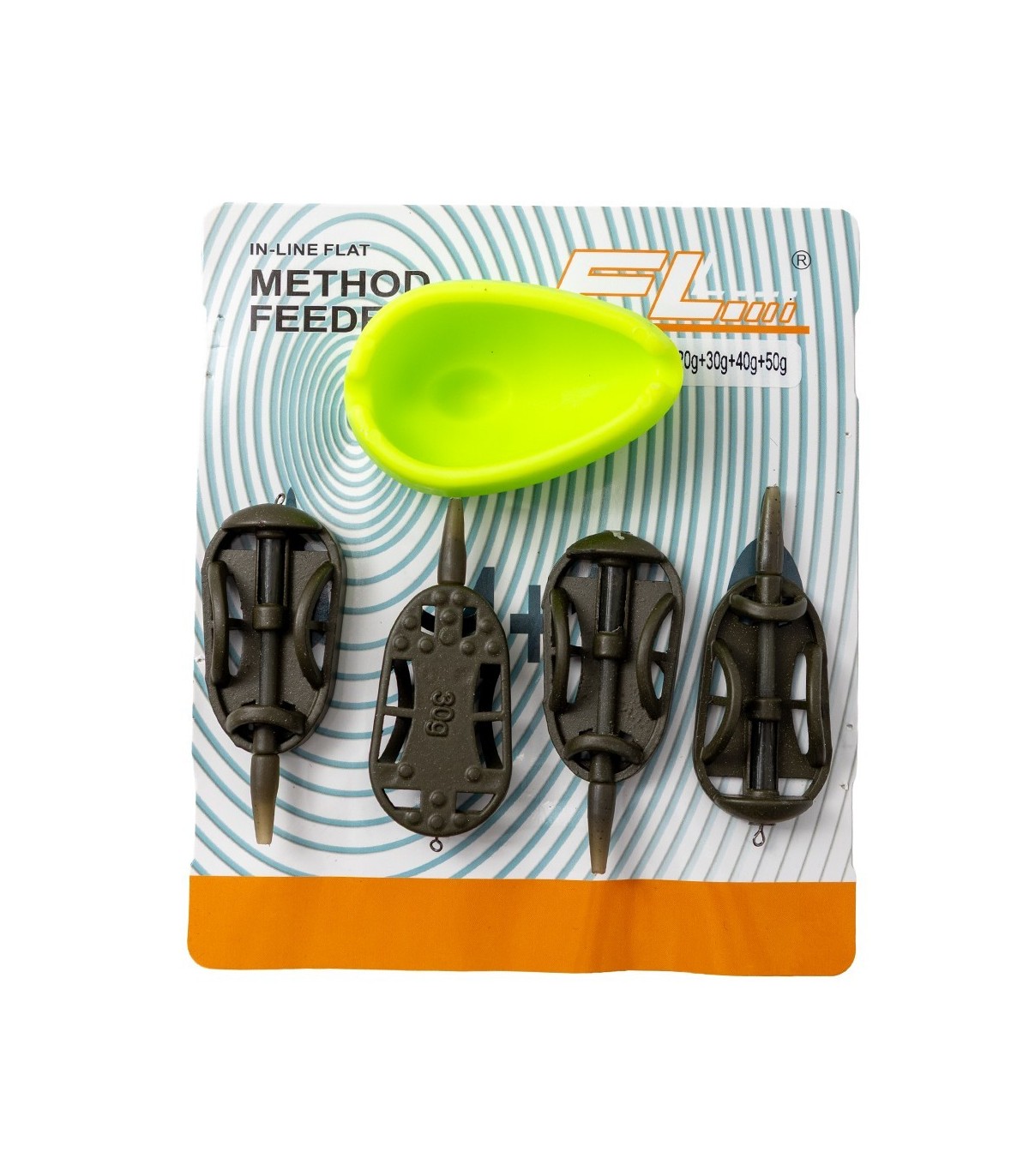 SET MOMITOARE FL METHOD FEEDER FLAT INLINE 4+1(20g,30g,40g,50g) + MATRITA
