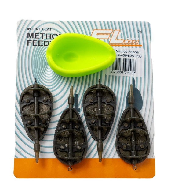 SET MOMITOARE FL METHOD FEEDER FLAT INLINE 4+1(50g,60g,70g,80g) + MATRITA - 19057