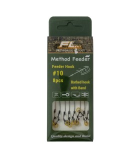SET 8 CARLIGE LEGATE FEEDER HOOK BARBED WITH BAND