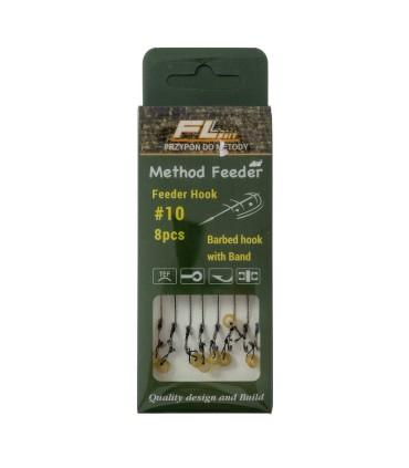 SET 8 CARLIGE LEGATE FEEDER HOOK BARBED WITH BAND