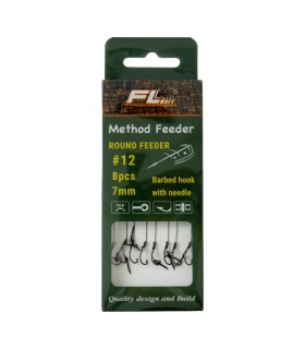 SET 8 CARLIGE LEGATE ROUND FEEDER BARBED HOOK WITH NEEDLE