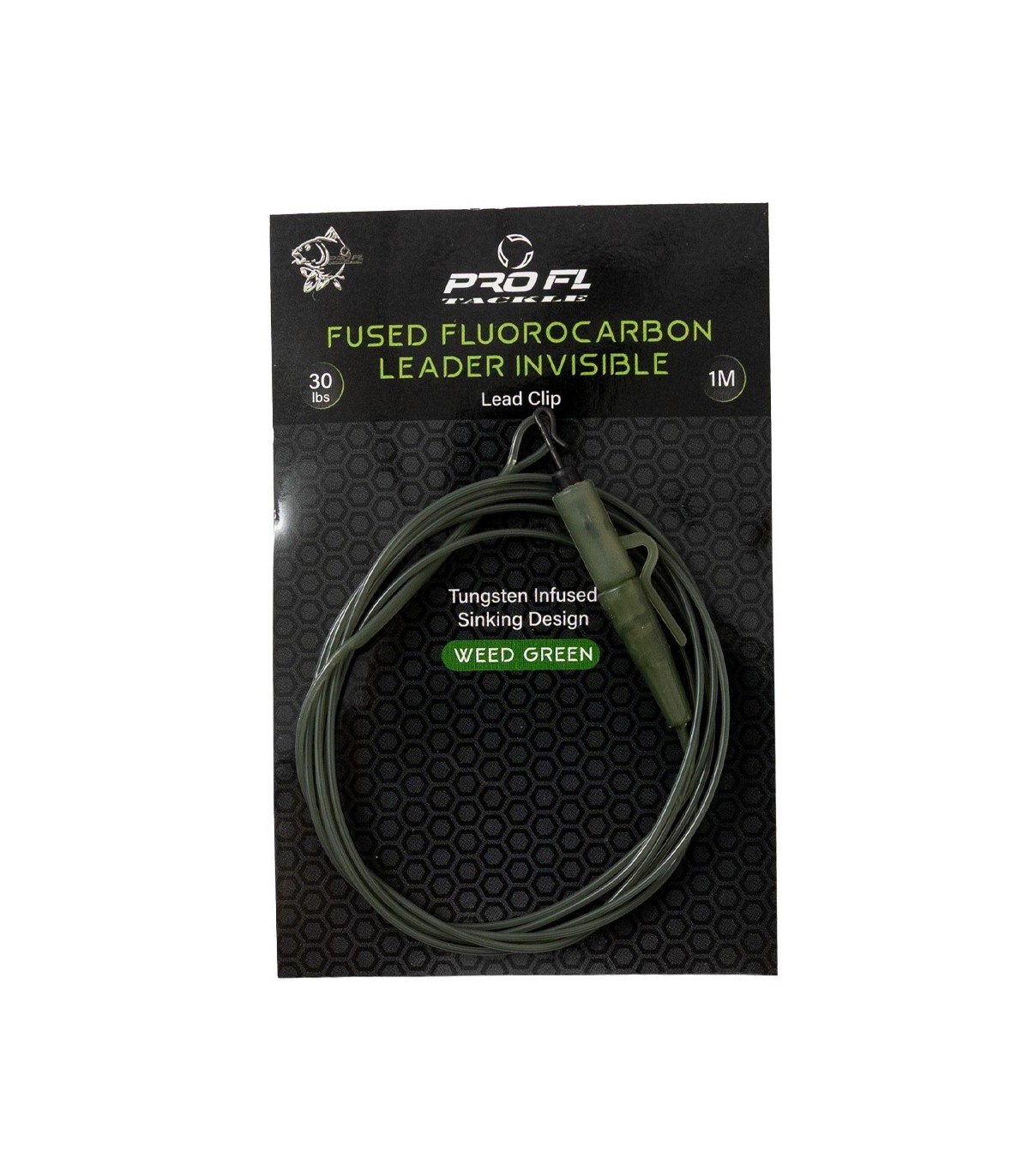 LEADER FLUOROCARBON INVIZIBIL PROFL CU LEAD CLIP – 1 M, 30 LBS